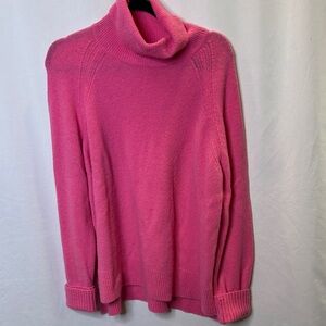 J.Crew bright pink turtleneck sweater with relaxed fit.  Size L